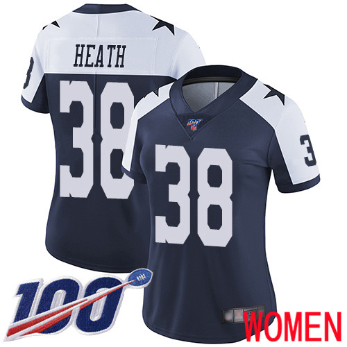 Women Dallas Cowboys Limited Navy Blue Jeff Heath Alternate 38 100th Season Vapor Untouchable Throwback NFL Jersey